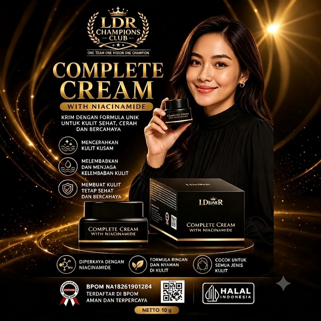 LDIONER Complete Cream With Niacinamide 10g - Krim Mencerahkan & Melembapkan Kulit Glowing