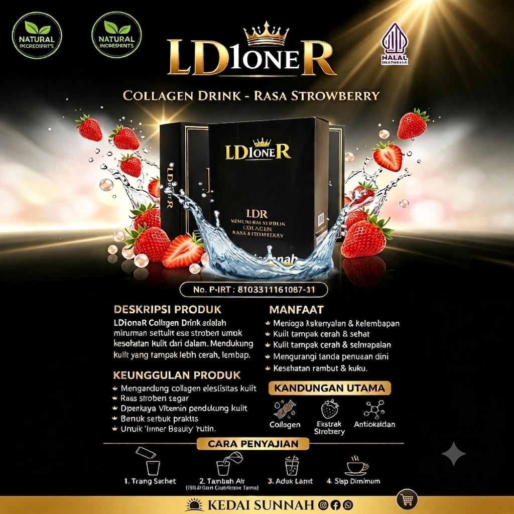 LD1oneR Collagen Drink Rasa Stroberi – Minuman Kolagen untuk Kulit Cerah & Sehat